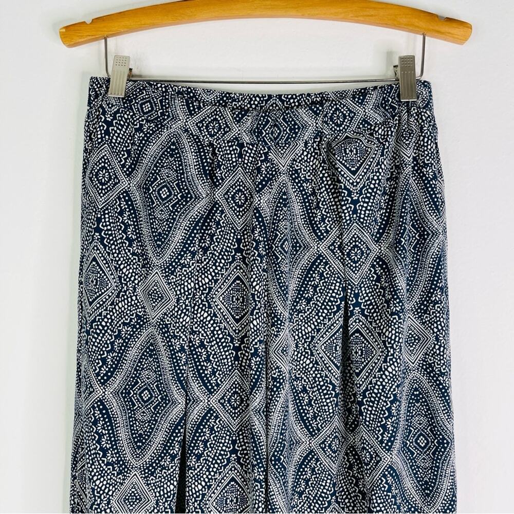 H&M blue cream wide leg cropped high waisted coastal pants 6 - Picture 2 of 7
